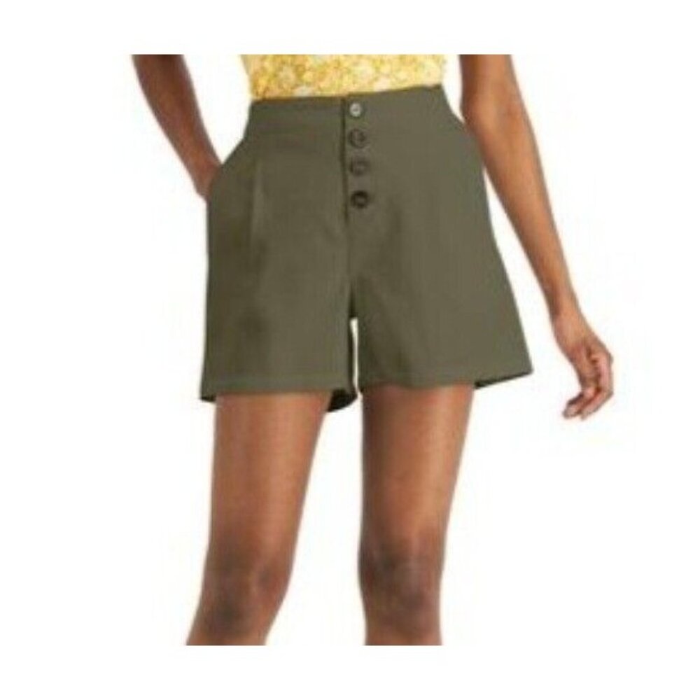 Inc International Concepts Womens Size L Olive High Rise Button Fly Shorts New
